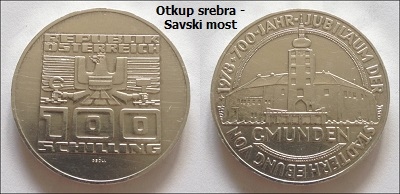 100 schilling- Srebro