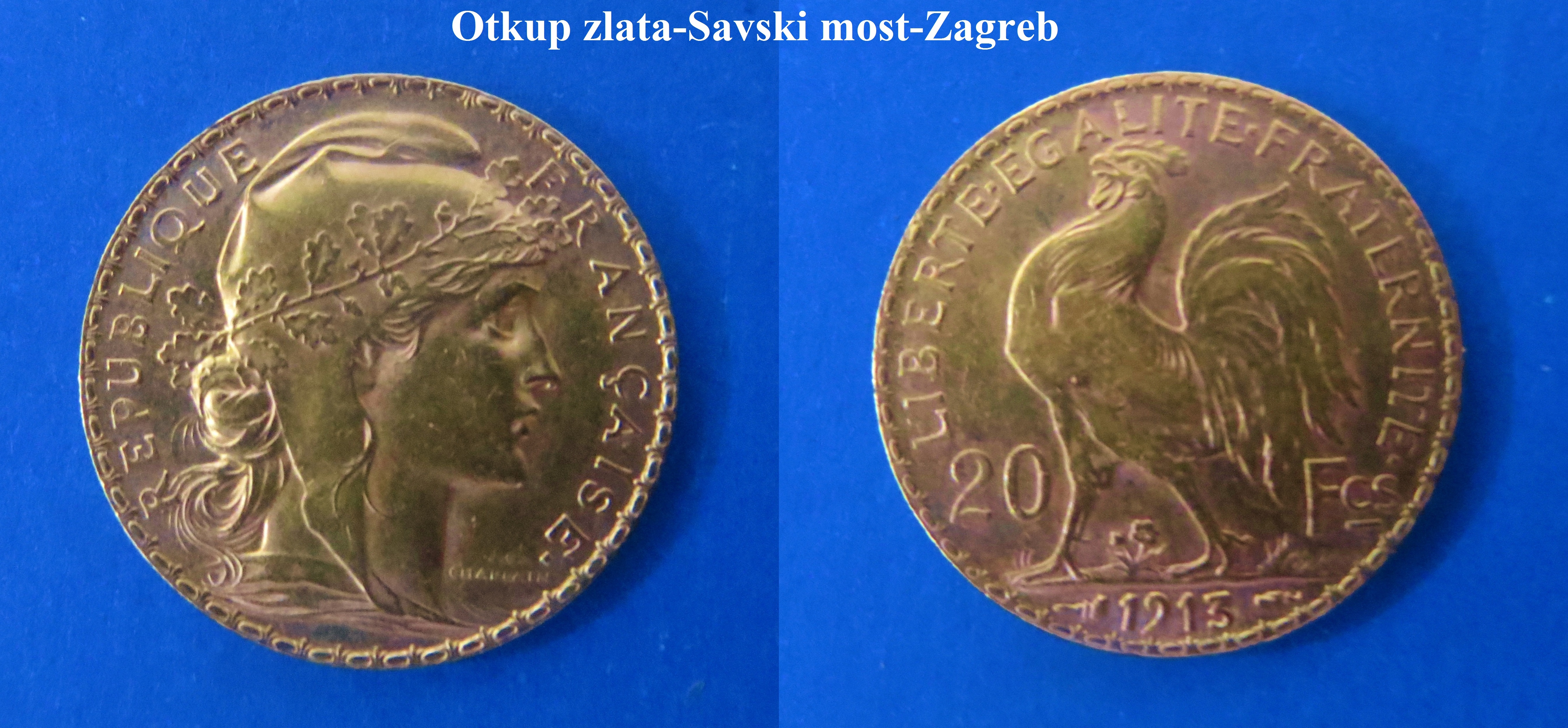 Zlatnik ; 20 fr , "Pijetao"