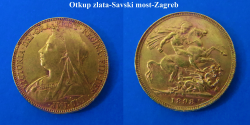 Zlatnik- Sovereign- Victoria ; 1 funta ; Velika Britanija