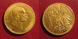 Zlatnik ; 10 corona ; Austrija
